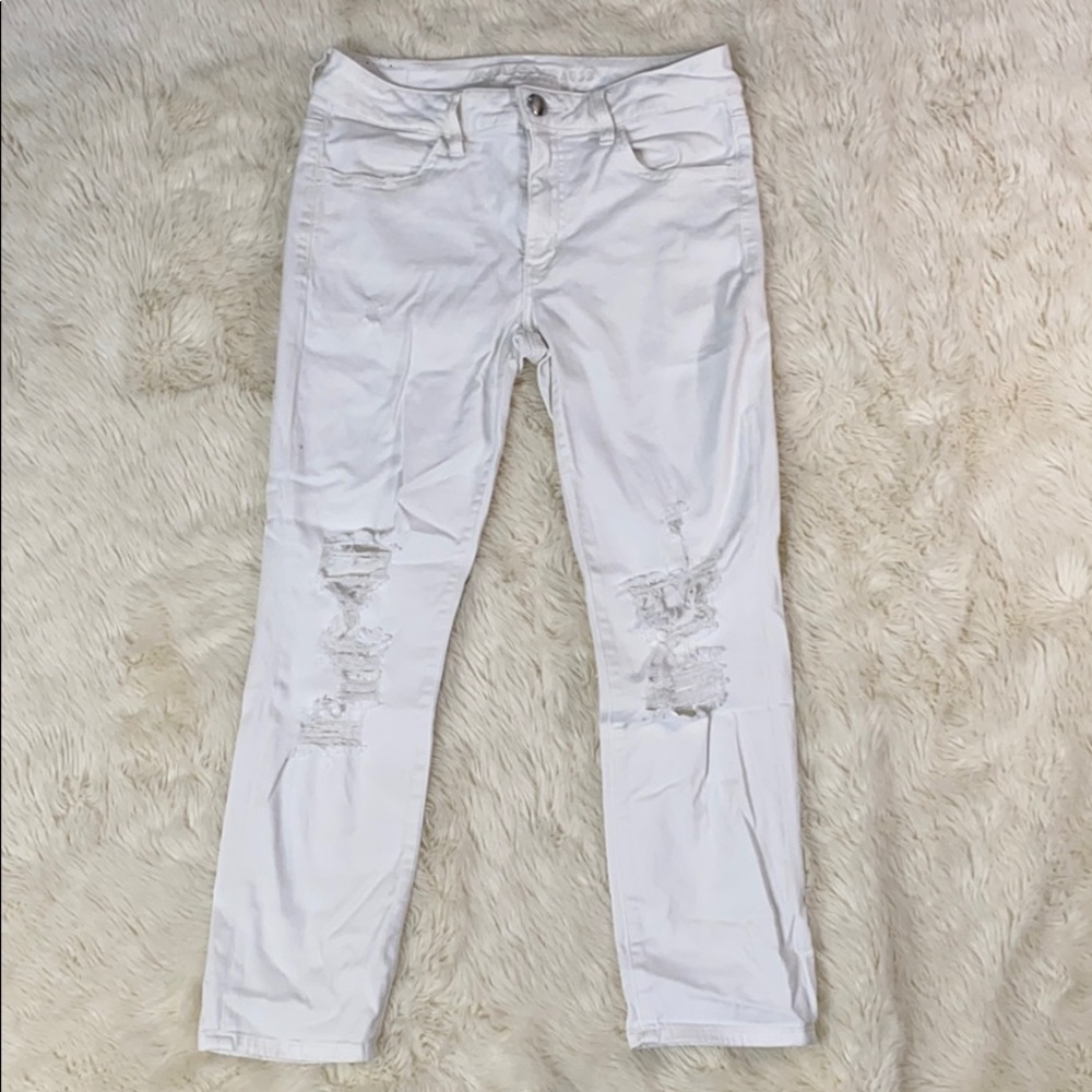 American Eagle White Jegging Crop Jeans